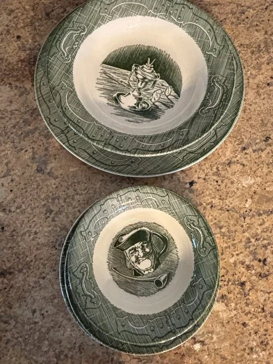 The Old Curiosity Shop 5 - Piece Green Dinner Dishes Vintage #1 - Picture 5 of 15